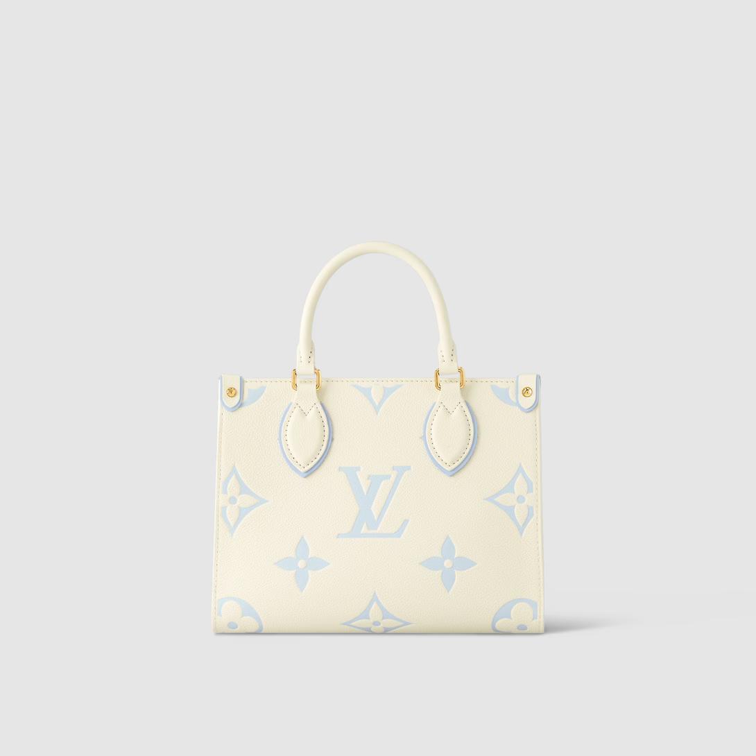 Túi Louis Vuitton Onthego Pm Da Bicolor Monogram Empreinte Nữ Trắng Xanh Dương